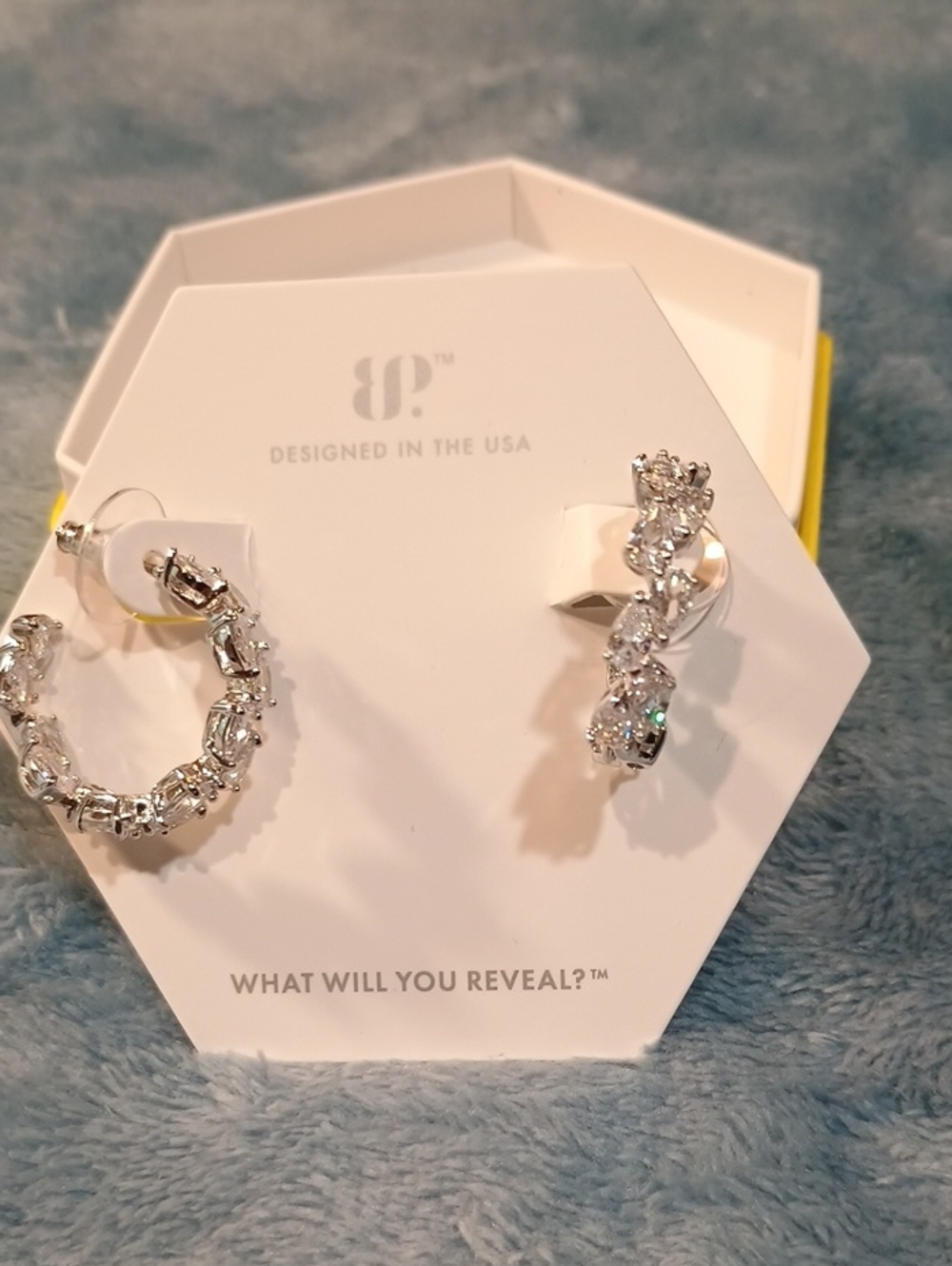 Bp Sparkling Silver Cubic Zirconia Hoop Earrings - Designed in the USA